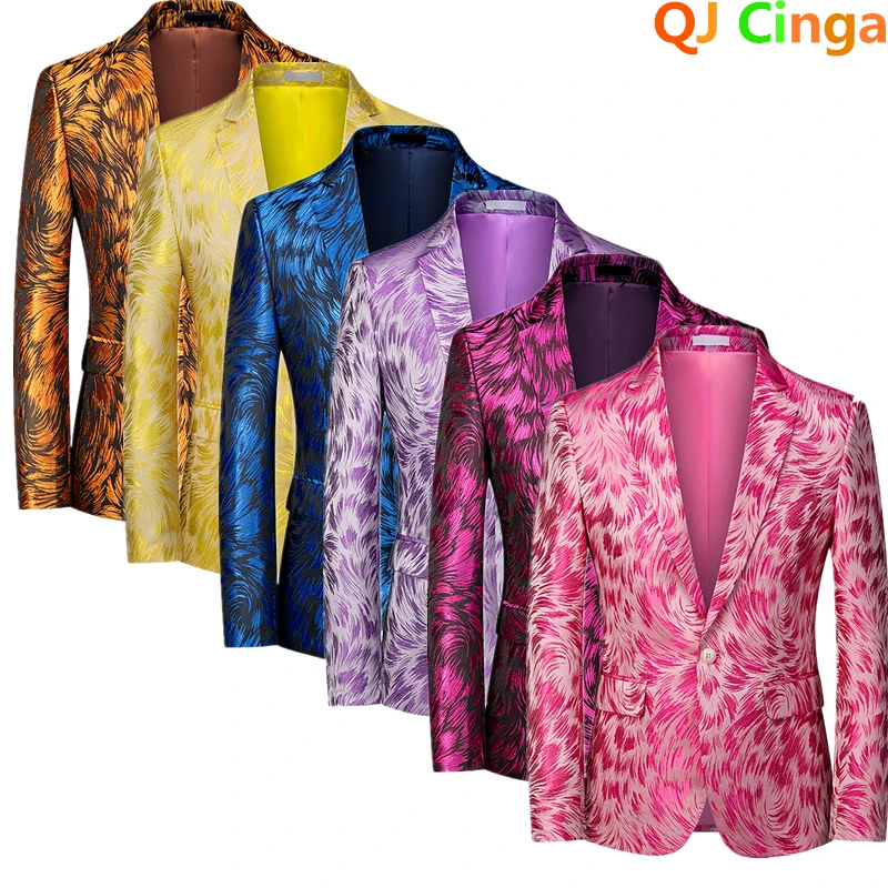 Men Formal Wear Red - เสื้อสูทแขนยาวสีแดงสำหรับผู้ชาย, เสื้อแจ็คเก็ตสำหรับงานแต่งงาน, สูททรงเข้ารูปไซส์ยุโรป, สีน้ำเงินและสีม่วง, ผ้าแจ็คการ์ด