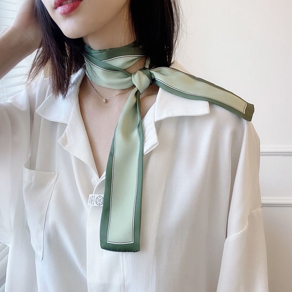 Silk Tie Woven - ผูกริบบิ้นที่คาดผมผ้าพันคอลายพิมพ์ผ้าคลุมไหล่หญิงผ้าพันคอยาวขนาดเล็กพิมพ์ผ้าพันคอผ้าพันคอผ้าไหมผ้าพันคอสไตล์เกาหลี