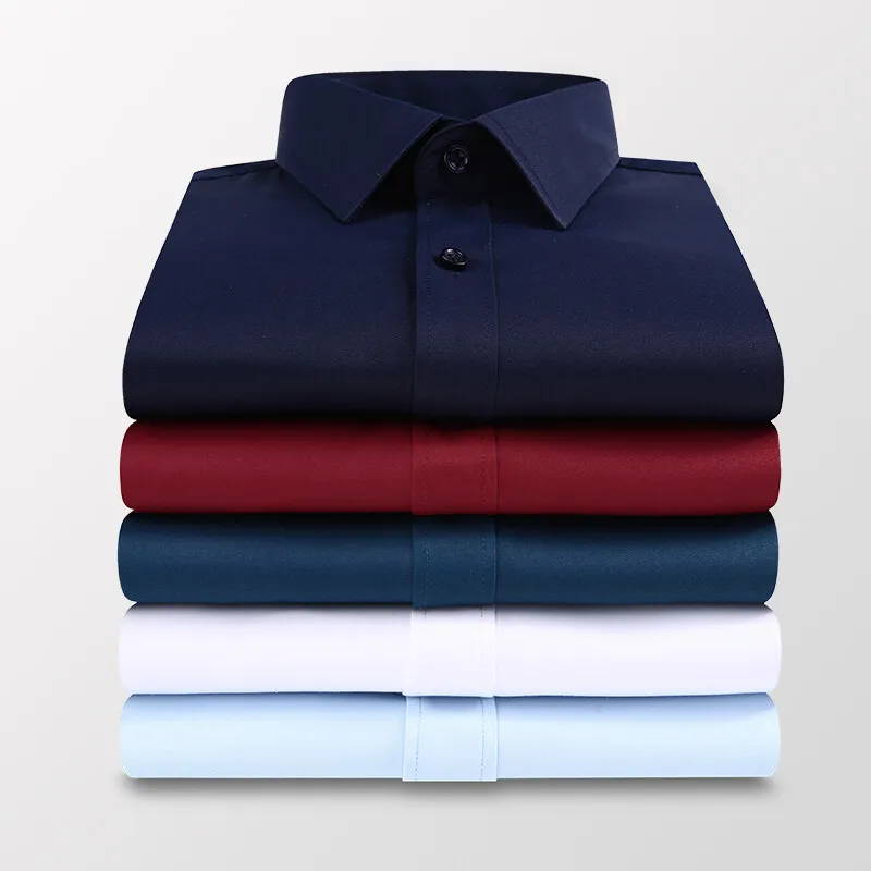 Men Formal Wear Pink - เสื้อเชิ้ตแขนยาวผู้ชายรุ่นใหม่ปี 2026 สำหรับฤดูใบไม้ผลิและฤดูใบไม้ร่วง เสื้อเชิ้ตสไตล์ลำลองสำหรับธุรกิจ พร้อมปกเสื้อและกระดุม ชุดทางการ