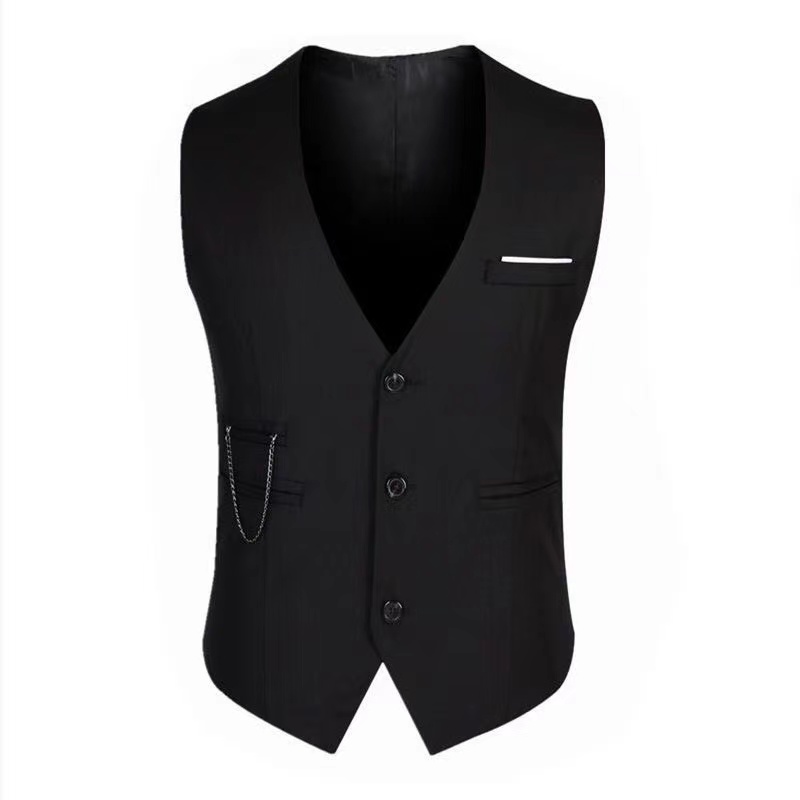 Formal Vest Waistcoat - เสื้อกั๊กคุณภาพสูงสำหรับผู้ชาย ทรงเข้ารูป เสื้อกั๊กสูทชาย เสื้อกั๊กลำลอง แขนกุด แจ็คเก็ตสำหรับงานทางการและธุรกิจ