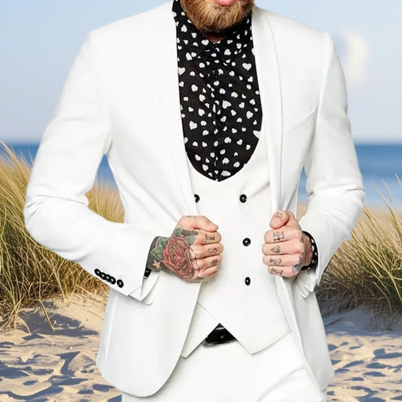 Wool Suit Jacket - AnnieBritney Casual Shawl ชุดสําหรับชาย SLIM FIT