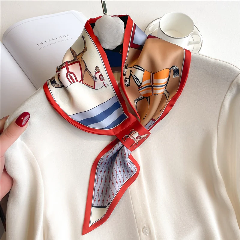 Silk Tie Woven - แบรนด์หรู Skinny Neckerchief ผ้าพันคอผู้หญิงซาตินผ้าไหมริบบิ้นผ้าพันคอสุภาพสตรีคอ Tie ข้อมือผ้าคลุมไหล่