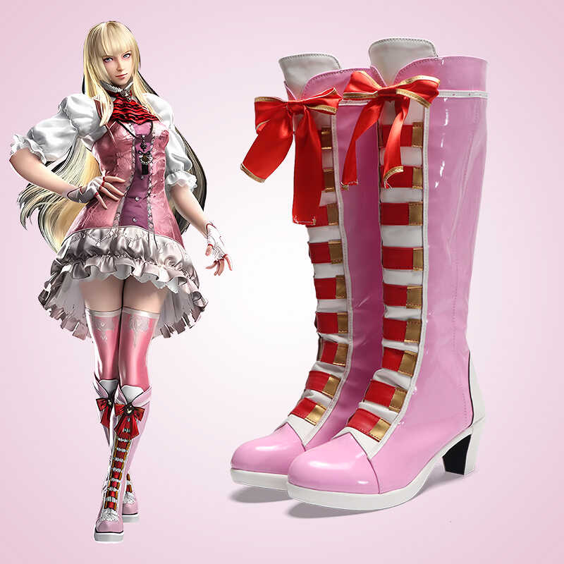 Men Formal Wear Coat - เกม Tekken 8 Lili คอสเพลย์รองเท้ารองเท้าสีชมพูยาว PU