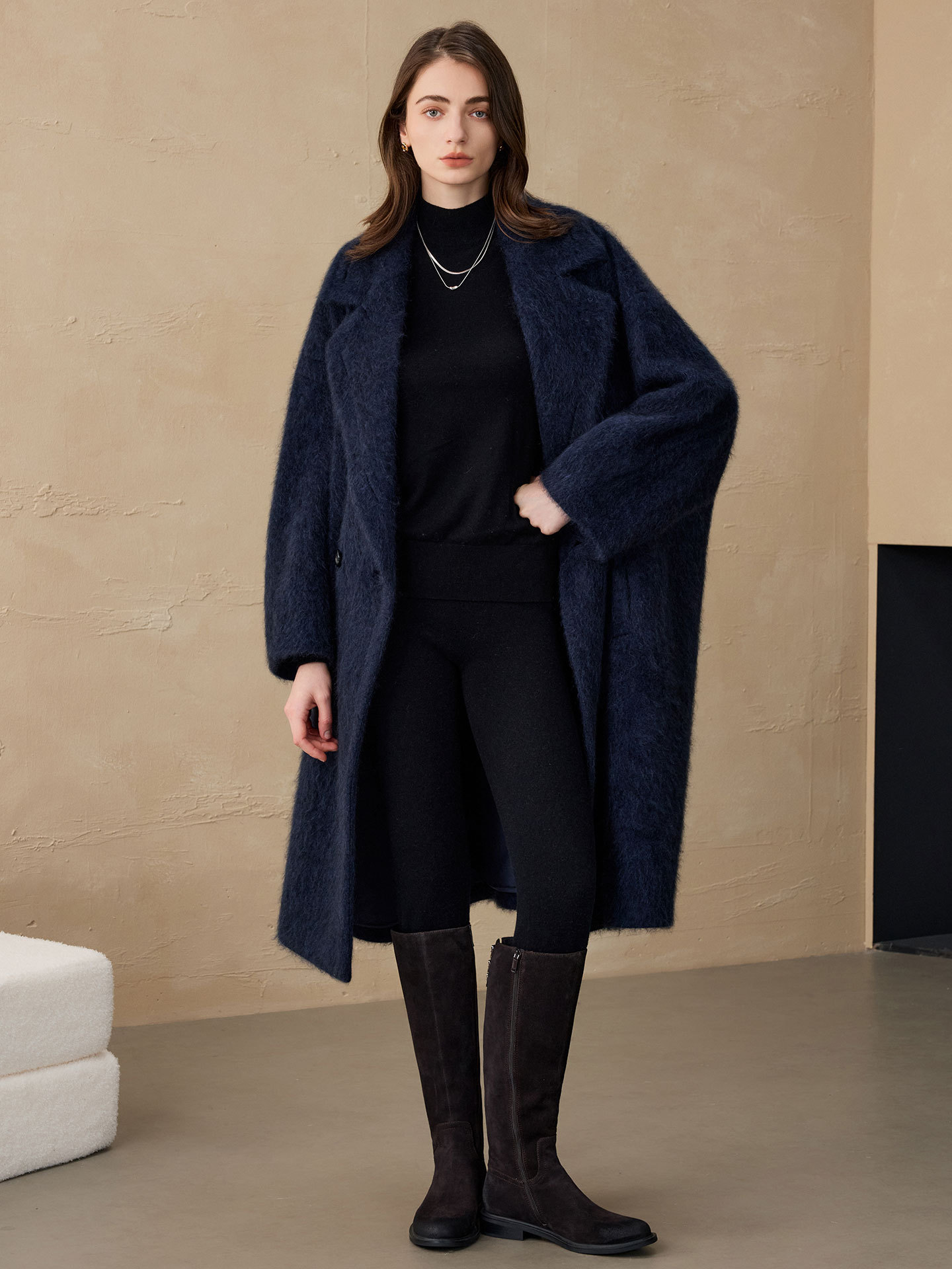 Wool Suit Jacket - เสื้อเบลเซอร์ผู้หญิง Allingentle ผ้าขนสัตว์ แฟชั่น แจ็คเก็ตยาว เสื้อโค้ทตัวใหญ่