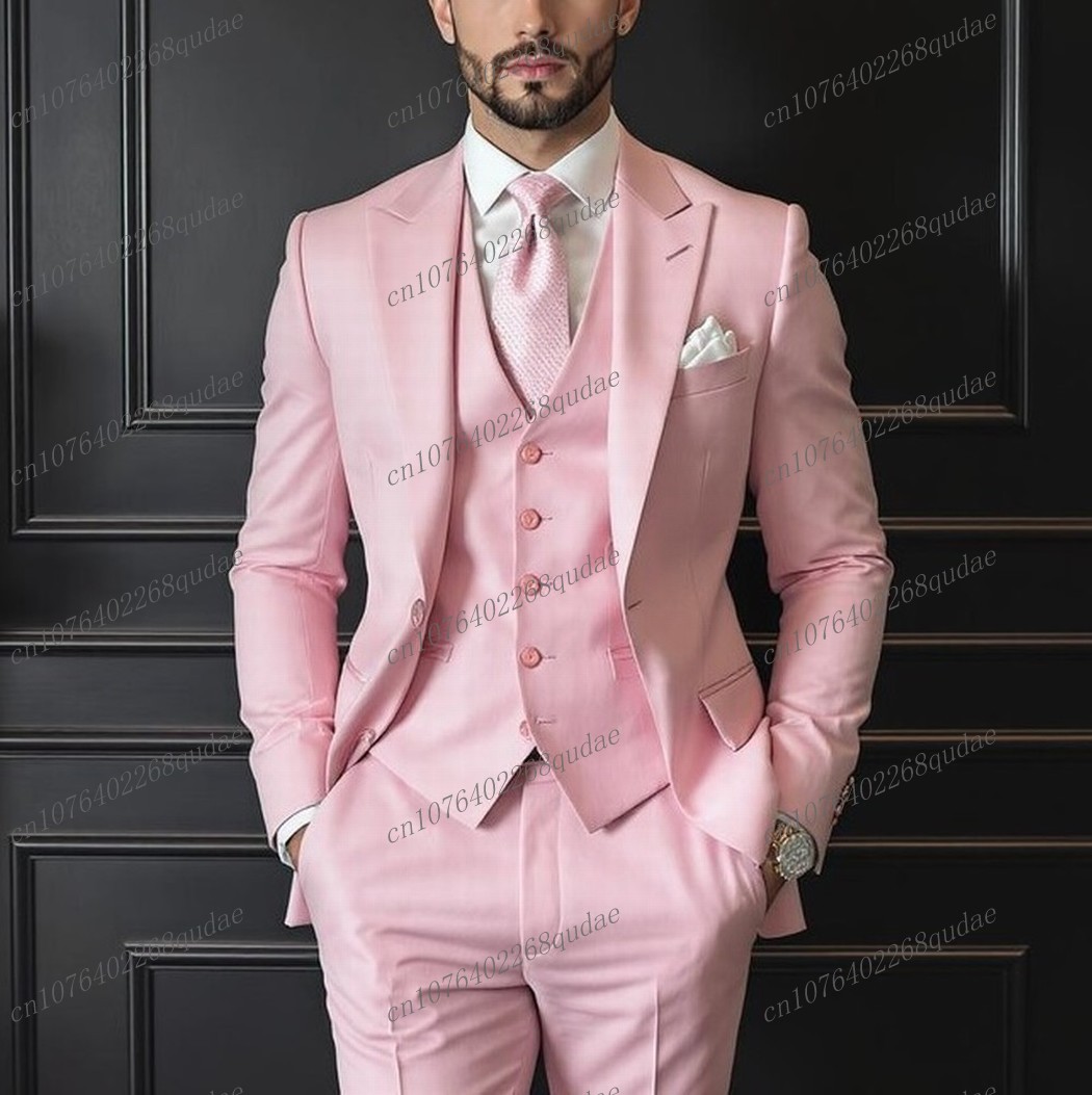 Men Formal Wear Pink - ชุดสูทผู้ชายสีชมพูสำหรับงานพิธีการ งานแต่งงาน งานเลี้ยง งานเจ้าบ่าว เพื่อนเจ้าบ่าว ชุดทักซิโด้สำหรับธุรกิจ