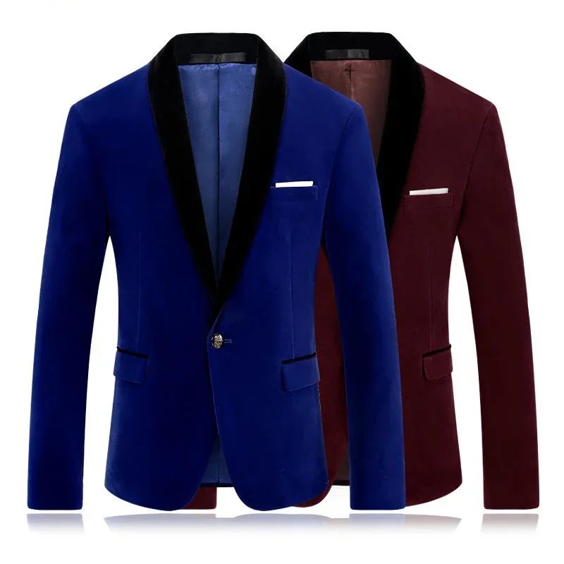 Wool Suit Jacket - 2024ล่าสุดเสื้อสูทกางเกงผ้ากำมะหยี่สีน้ำเงินเข้มสำหรับผู้ชายสูทปกเสื้อสูทสำหรับงานแต่งงานงานพรอมแจ็คเก็ตหนึ่งชุดสำหรับงานคืนสู่เหย้า