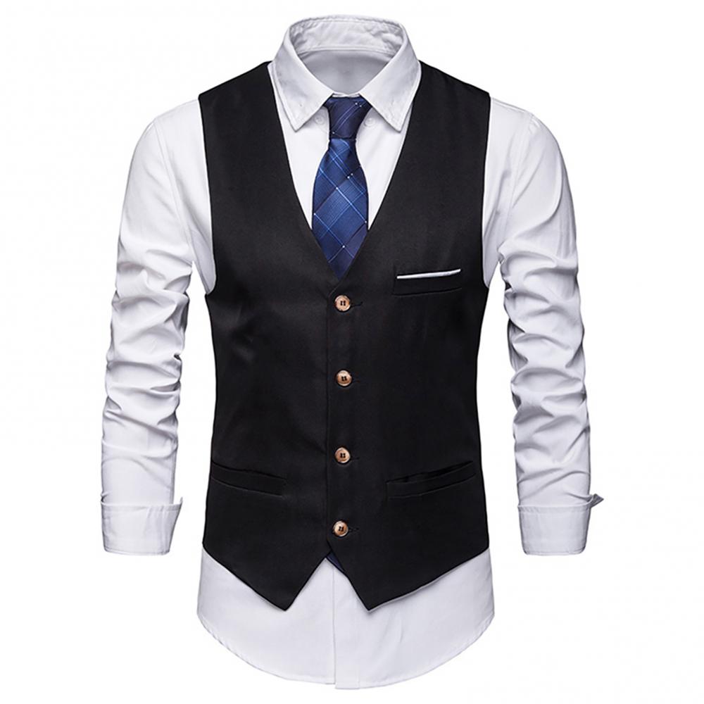 Formal Vest Waistcoat - เสื้อกั๊กชุดเดรสสำหรับผู้ชายทรงสลิมฟิตเสื้อกั๊กเสื้อสูทสำหรับผู้ชายเสื้อกั๊กธุรกิจอย่างเป็นทางการสำหรับแขนกุดแบบลำลองผู้ชาย