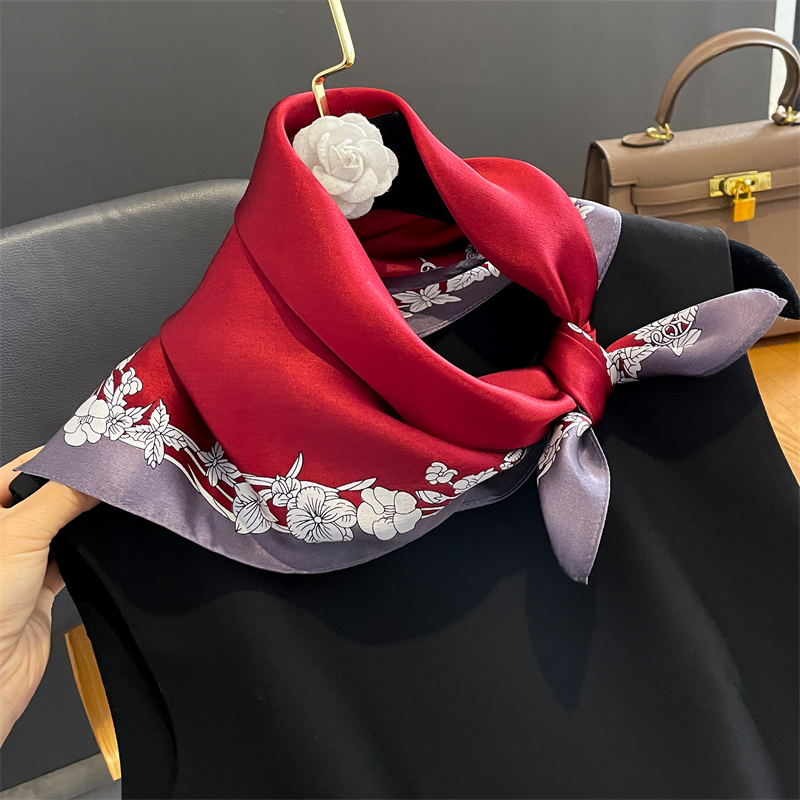 Silk Tie Woven - ผ้าพันคอขนาดเล็กพิมพ์ลายผู้หญิง Dasi syal Sutra 100% พิมพ์ลายหรูหรา2024ที่รัดผมใหม่