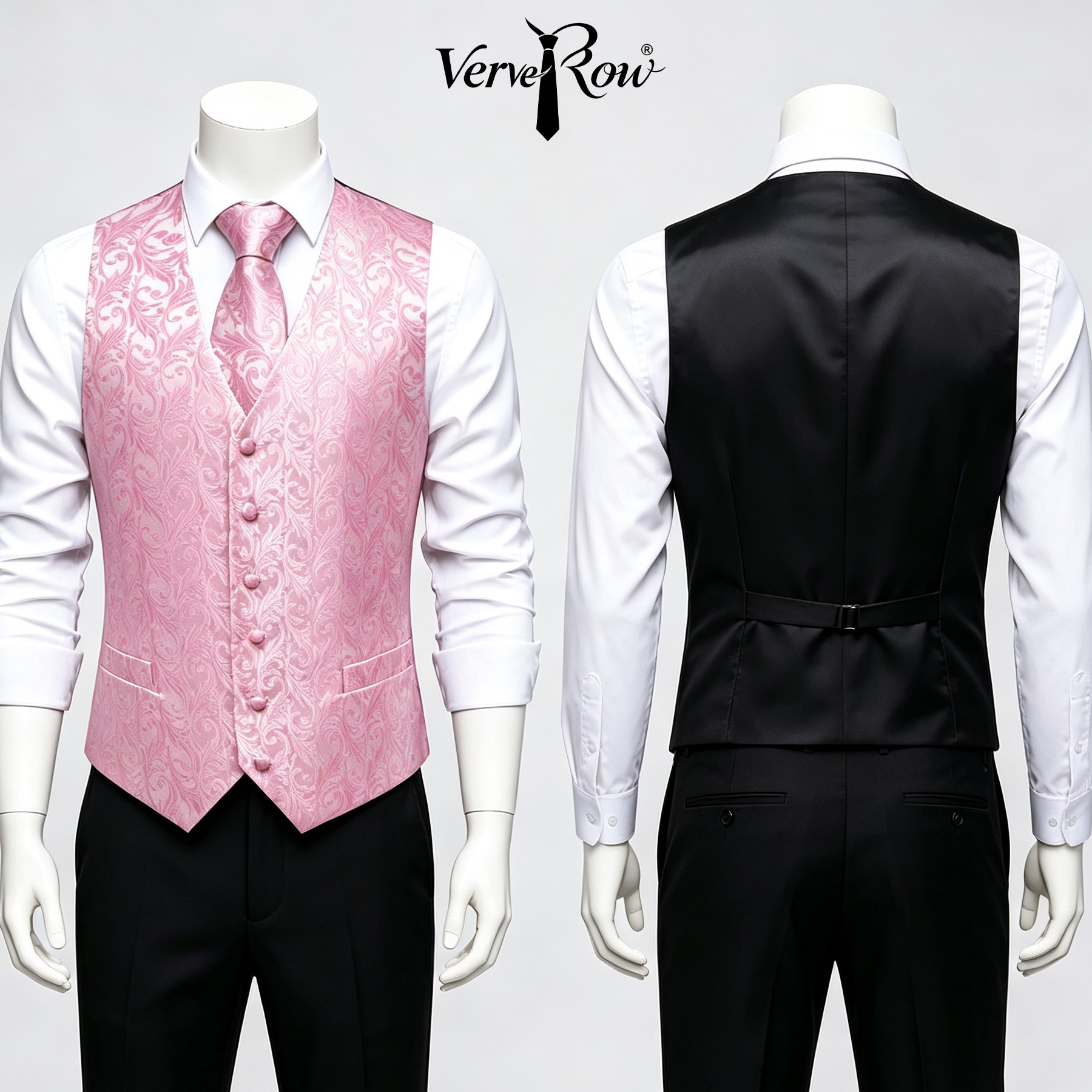 Men Formal Wear Pink - เนคไทสีชมพูสำหรับผู้ชาย ผ้าเช็ดหน้า และชุดสูทสามชิ้น อุปกรณ์เสริมสำหรับงานเลี้ยง พิธีการ และการแต่งกายที่เป็นทางการในชีวิตประจำวัน