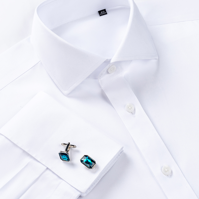 High End Men'S Formal Wear - High-end 200 4-Strandเส้นด้ายผ้าฝ้าย 100% ชายเสื้อCufflinkฝรั่งเศสหนึ่งความยาวคอDP Ready-to-Wearไม่มีเหล็กสีขาว