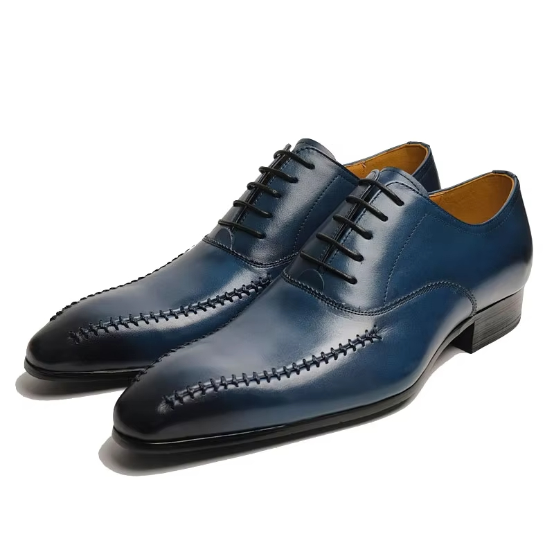 High End Men'S Formal Wear - รองเท้าหนังแท้ผู้ชายระดับไฮเอนด์ ดีไซน์หัวแหลม เย็บมือ แฟชั่นทันสมัย สไตล์อ็อกซ์ฟอร์ด สำหรับใส่ทำงานหรือโอกาสทางการ