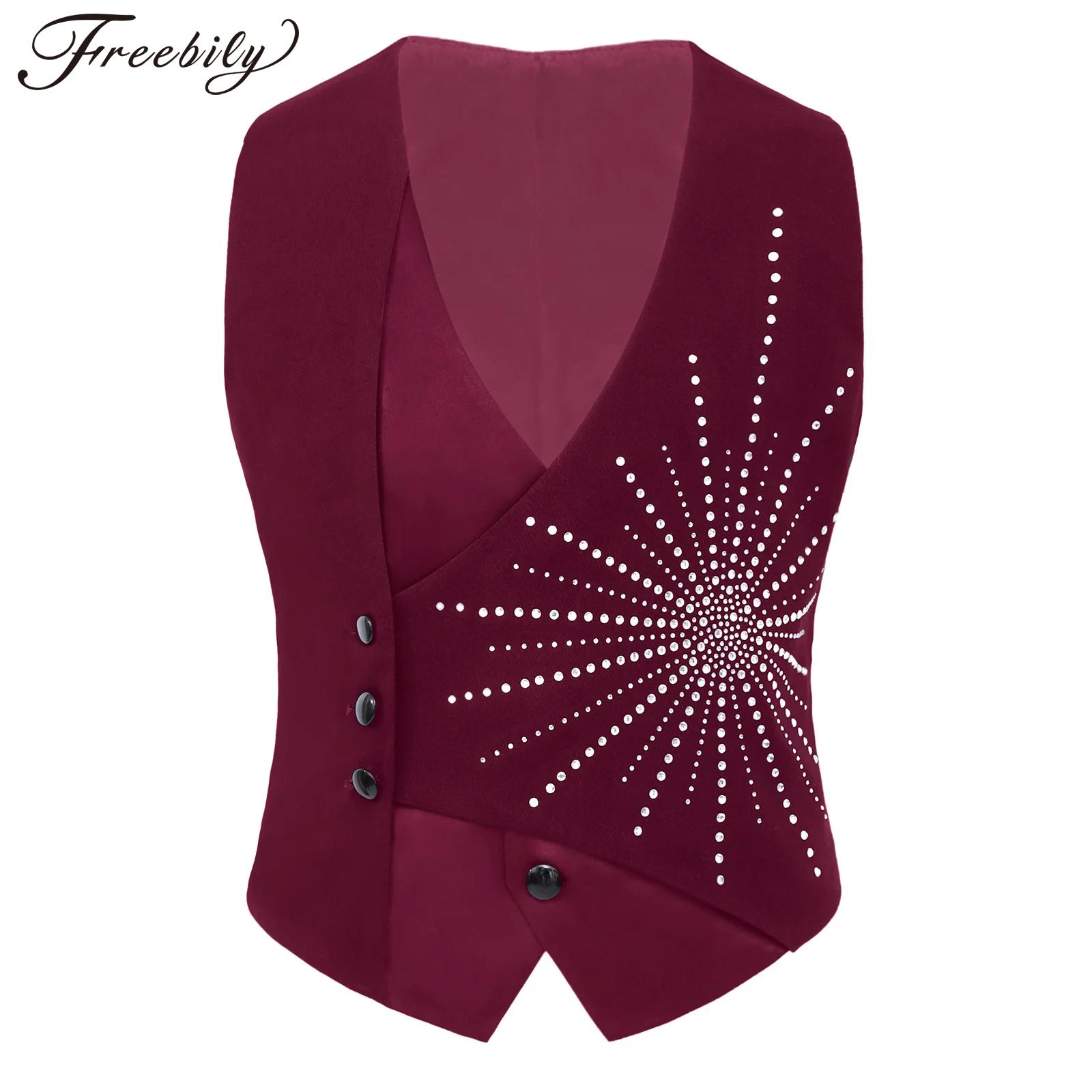 Formal Vest Waistcoat - เสื้อกั๊กเด็กผู้ชายทรงอสมมาตร ประดับคริสตัลวิบวับ สำหรับงานแต่งงาน งานวันเกิด หรืองานพิธีการ