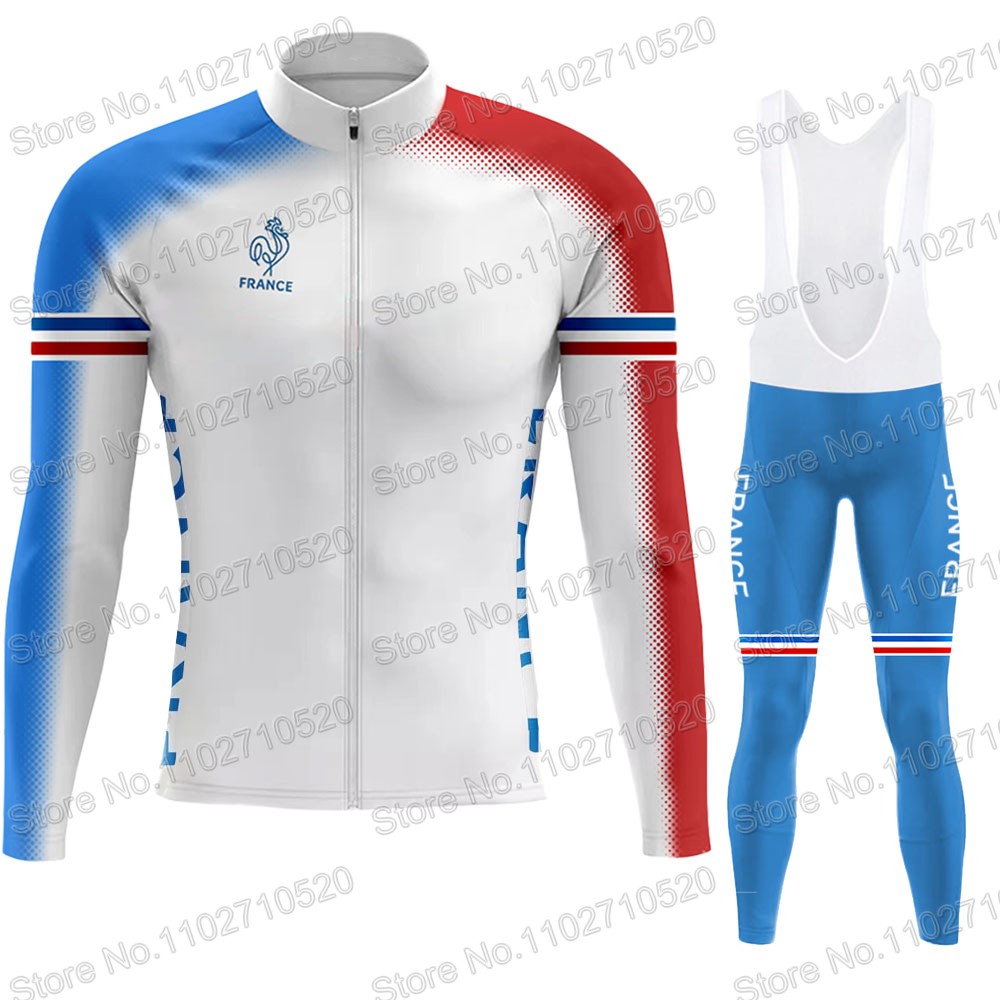 Men Formal Wear Coat - ทีมชาติฝรั่งเศส 2025 ชุดขี่จักรยานJerseyแขนยาวRetroขี่จักรยานภาษาฝรั่งเศสคําเสื้อผ้าRoad Raceจักรยานเสื้อชุดMTB Maillot