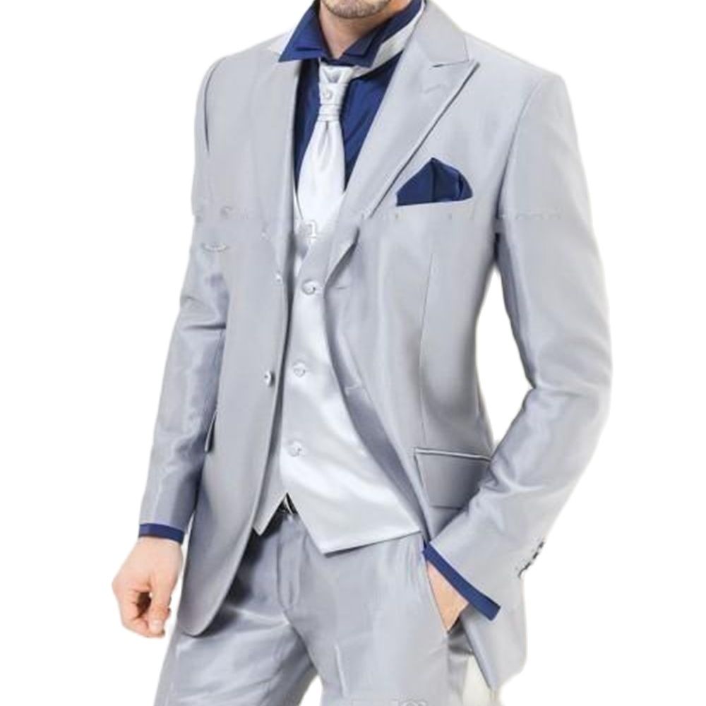 Custom Made Silver เงาซาตินผู้ - Men'S Formal Dinner Wear บทวิจารณ์และราคา