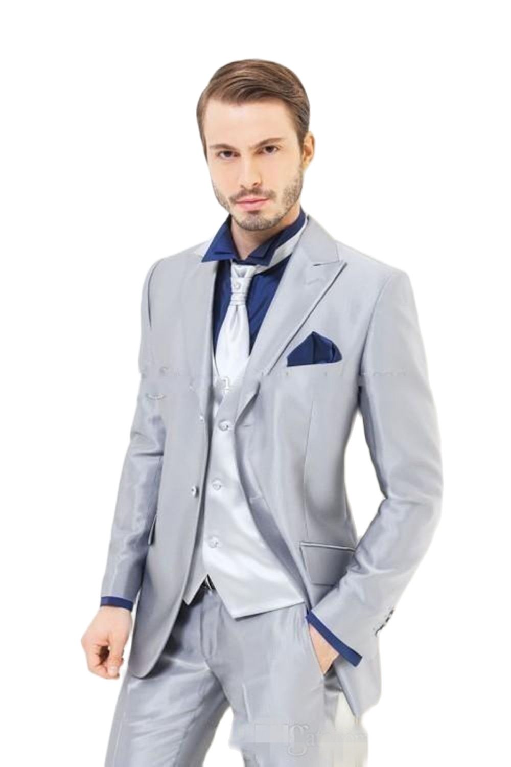 Custom Made Silver เงาซาตินผู้ - Men'S Formal Dinner Wear บทวิจารณ์และราคา