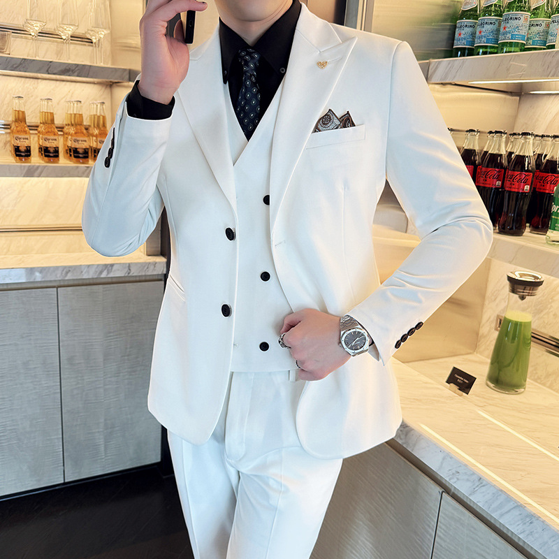 ชุดสูทผู้ชายสีขาว 3 ชิ้น ทรงเข - Men'S Formal Dinner Wear บทวิจารณ์และราคา