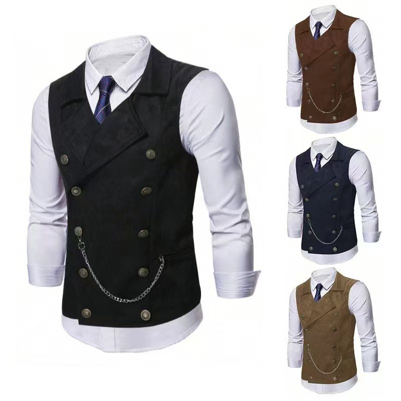 เสื้อกั๊กผู้ชายแบบกระดุมสองแถว - Formal Vest Waistcoat บทวิจารณ์และราคา