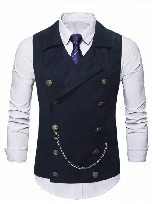 เสื้อกั๊กผู้ชายแบบกระดุมสองแถว - Formal Vest Waistcoat บทวิจารณ์และราคา