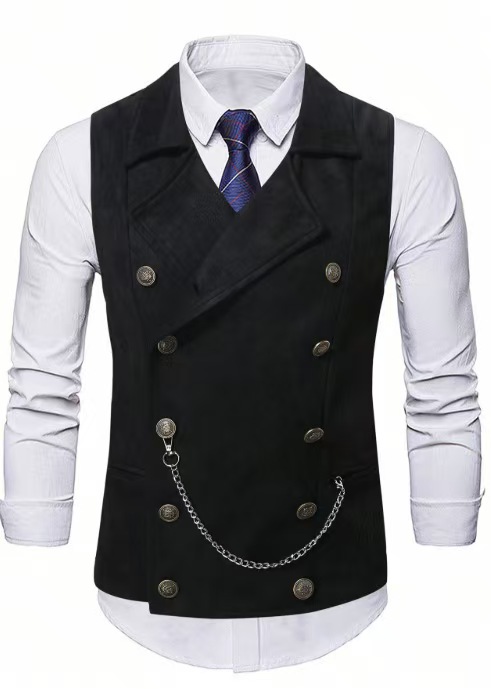 เสื้อกั๊กผู้ชายแบบกระดุมสองแถว - Formal Vest Waistcoat บทวิจารณ์และราคา
