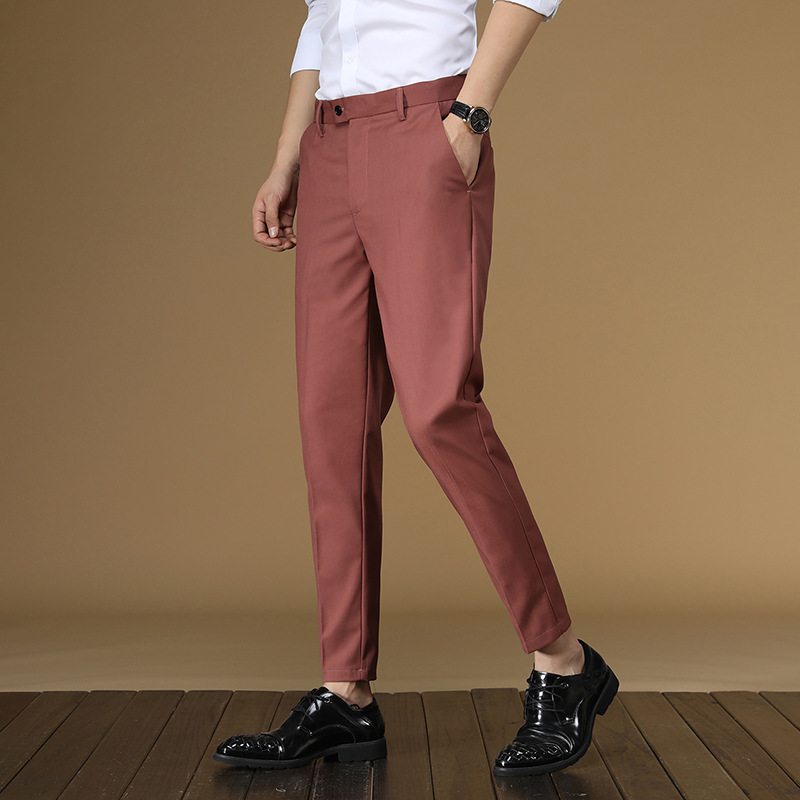 ฤดูร้อนกางเกงผู้ชายสีแดงสีดําส - Men Formal Wear Red บทวิจารณ์และราคา