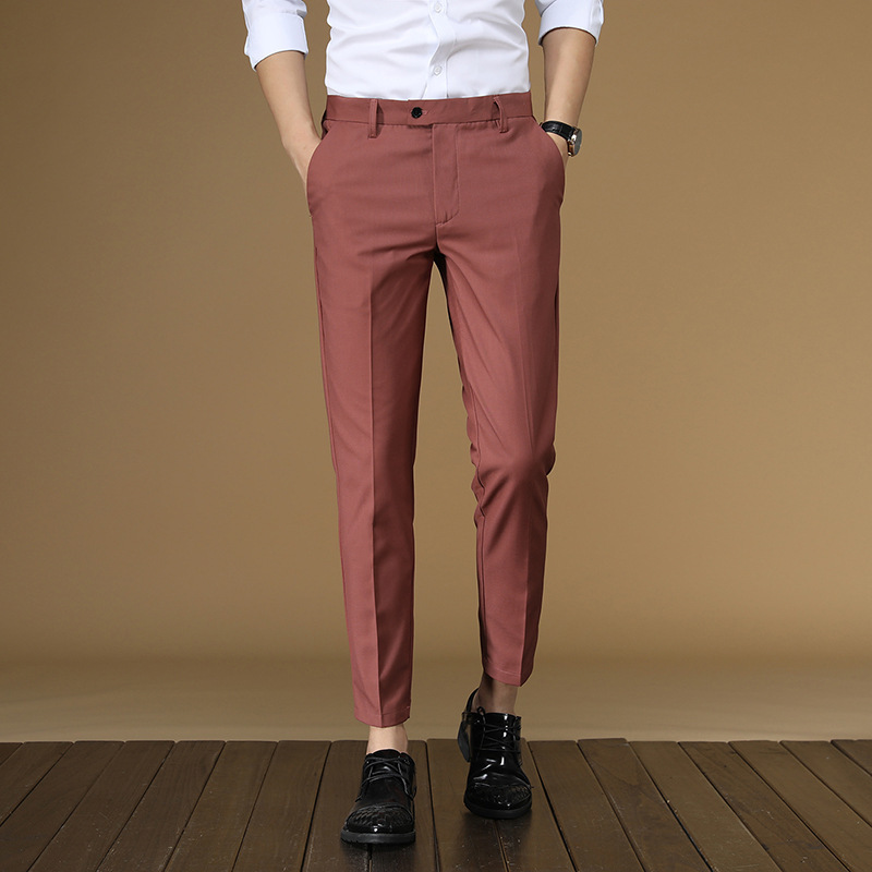 ฤดูร้อนกางเกงผู้ชายสีแดงสีดําส - Men Formal Wear Red บทวิจารณ์และราคา