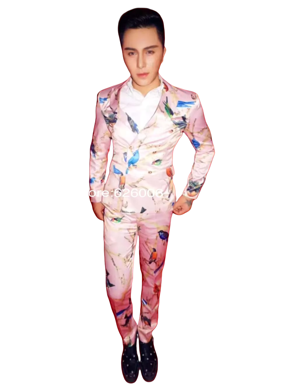 ชุดสูทแฟชั่นผู้ชายลายดอกไม้สีช - Men Formal Wear Pink บทวิจารณ์และราคา