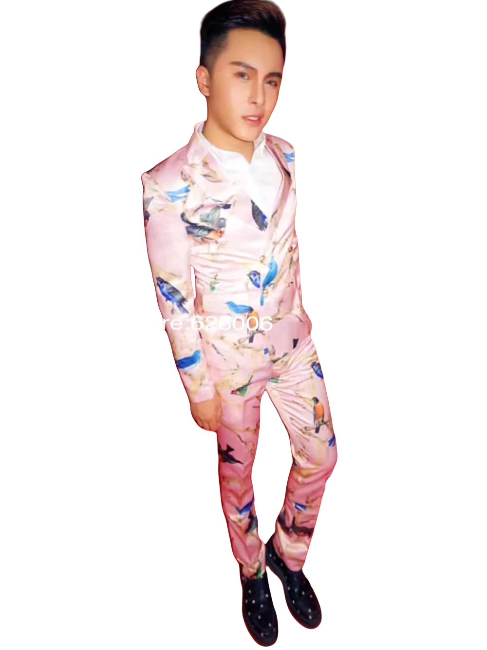 ชุดสูทแฟชั่นผู้ชายลายดอกไม้สีช - Men Formal Wear Pink บทวิจารณ์และราคา