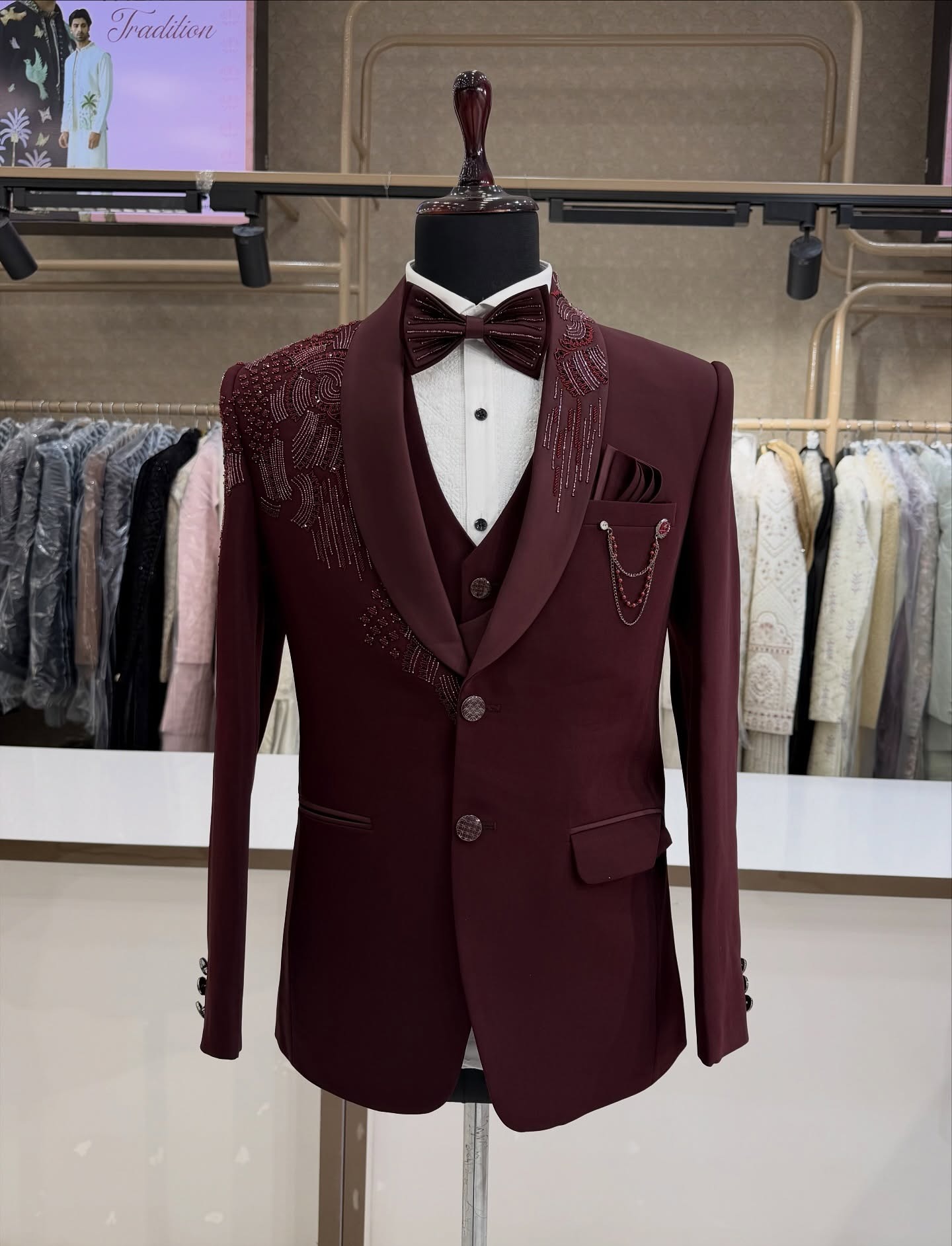ชุดทักซิโด้เจ้าบ่าว 3 ชิ้น ประ - Men Formal Wear Red บทวิจารณ์และราคา
