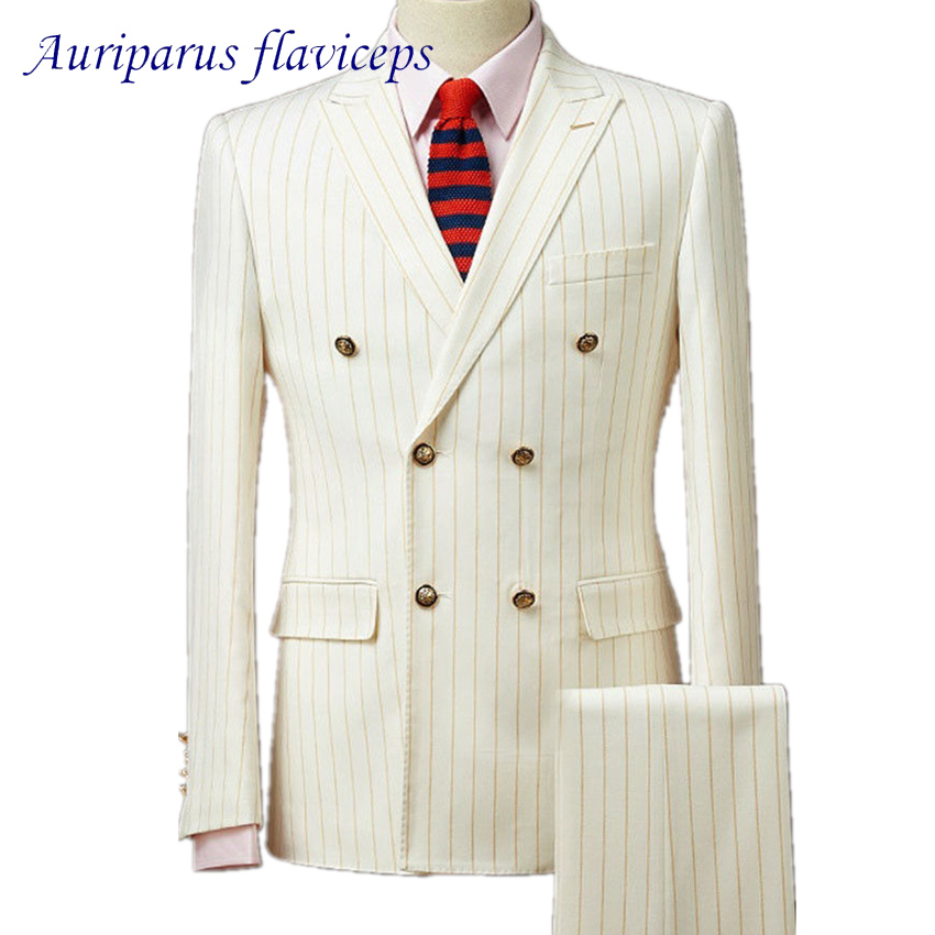 ชุดสูทผู้ชายลายทางสีทอง Auripa - Wool Suit Jacket บทวิจารณ์และราคา