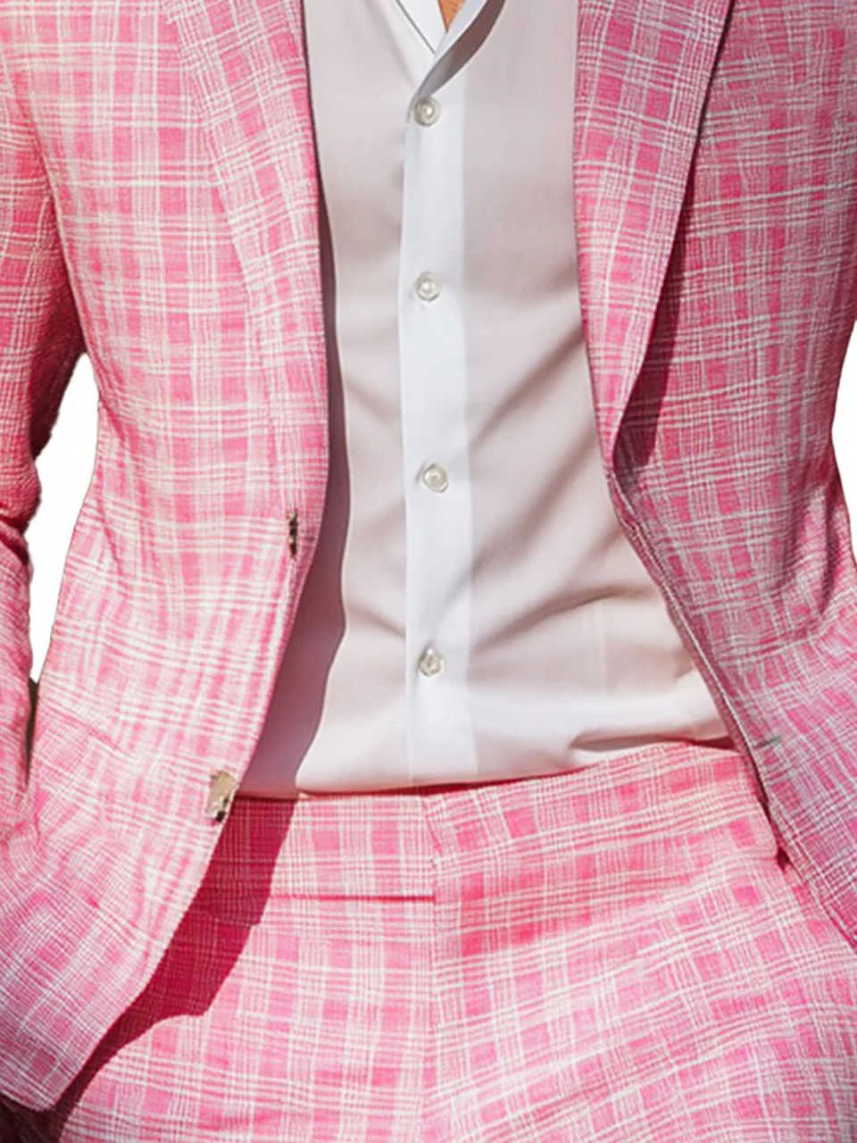 ฤดูร้อนลายสก๊อตสีชมพู Mens Tux - Men Formal Wear Pink บทวิจารณ์และราคา
