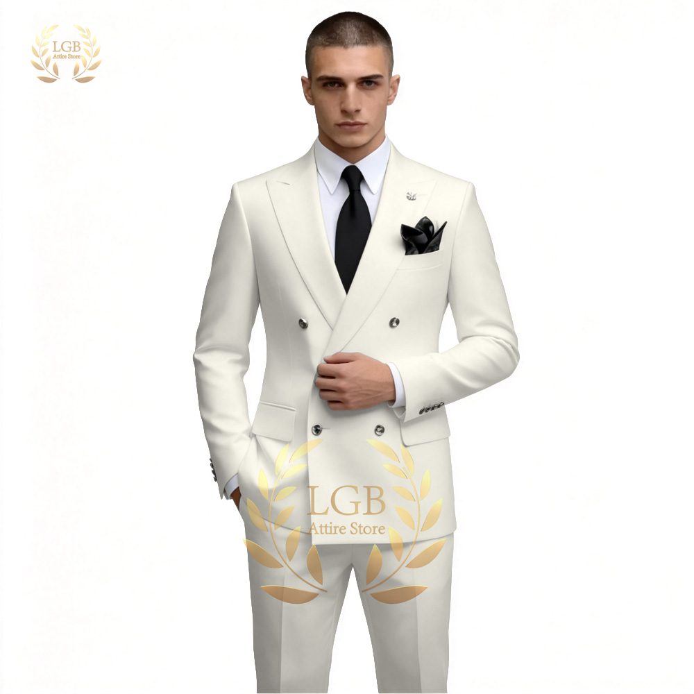 ชุดสูทผู้ชายสีขาวแบบกระดุมสองแ - Men'S Formal Dinner Wear บทวิจารณ์และราคา