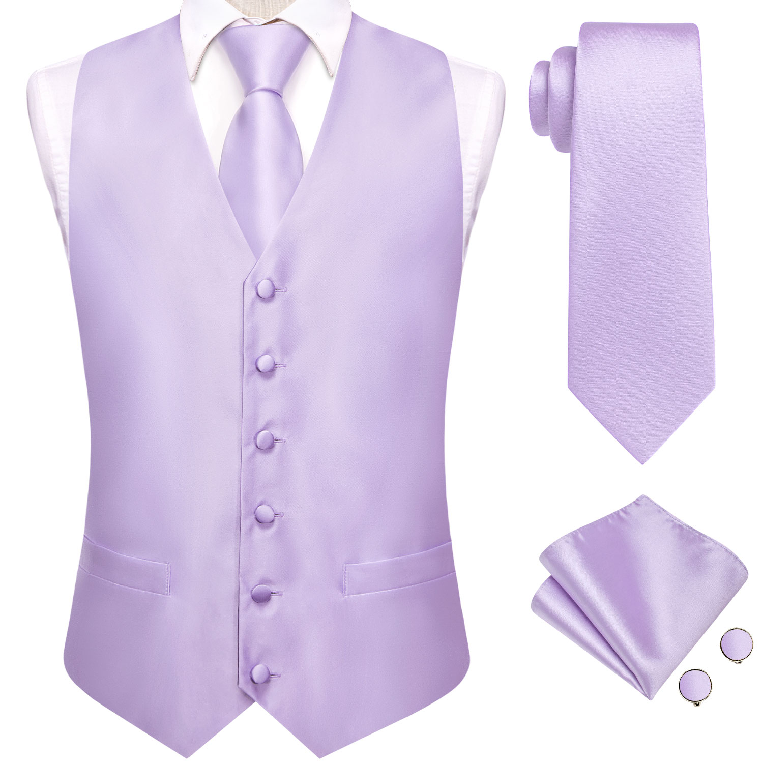 เสื้อกั๊กสูทผู้ชายสีม่วงไลแลคแ - Formal Vest Waistcoat บทวิจารณ์และราคา