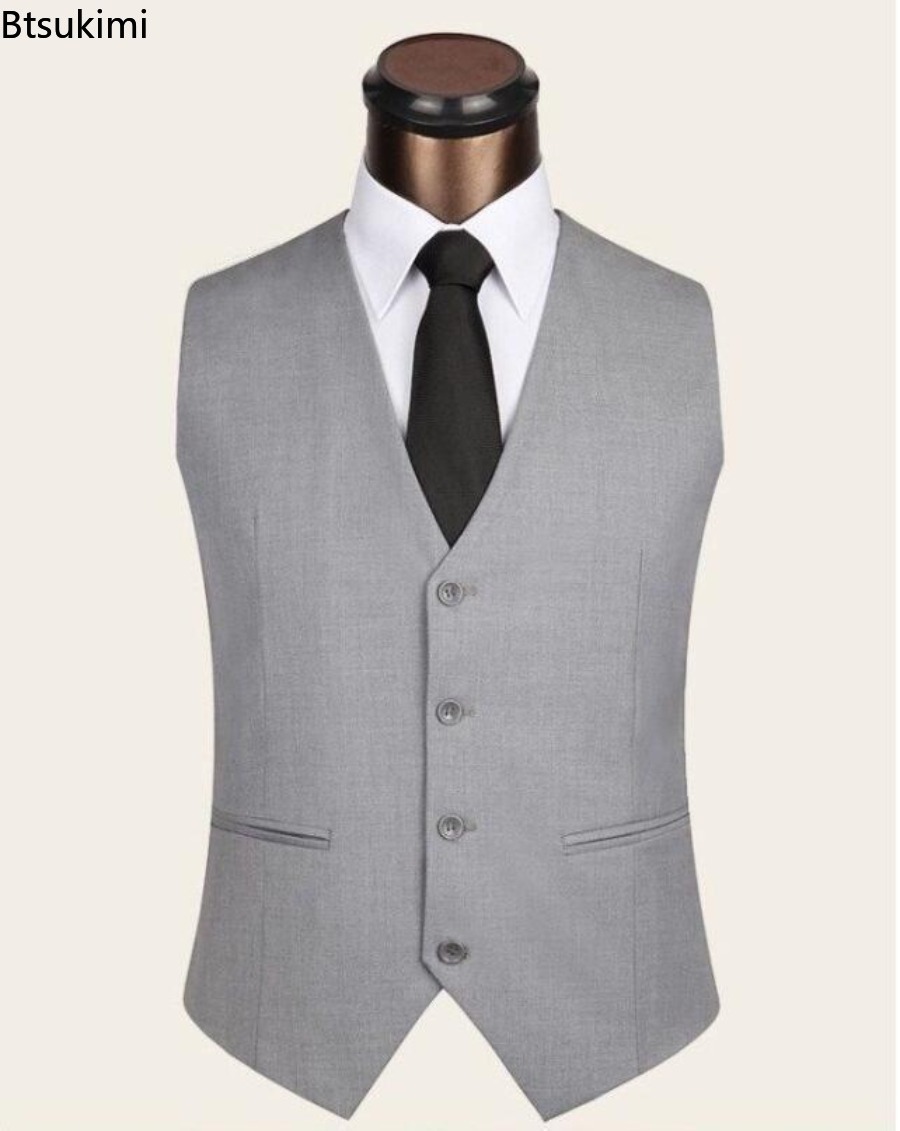 S-6XL Plus ขนาดชายเกาหลี Slim  - Formal Vest Waistcoat บทวิจารณ์และราคา