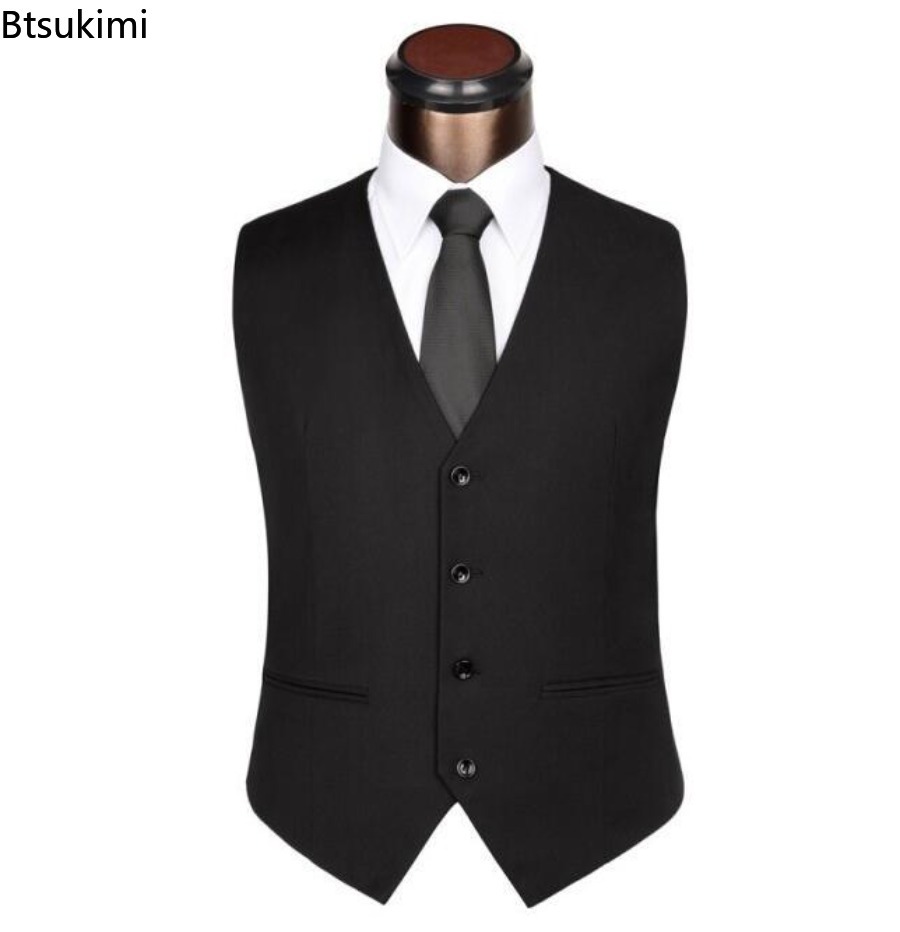 S-6XL Plus ขนาดชายเกาหลี Slim  - Formal Vest Waistcoat บทวิจารณ์และราคา