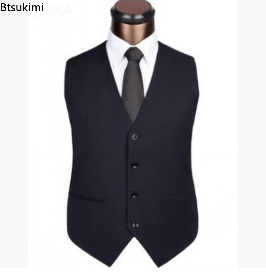 S-6XL Plus ขนาดชายเกาหลี Slim  - Formal Vest Waistcoat บทวิจารณ์และราคา