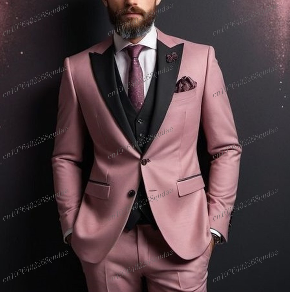 ชุดสูทผู้ชายสีชมพูเข้มและสีดำส - Men Formal Wear Pink บทวิจารณ์และราคา