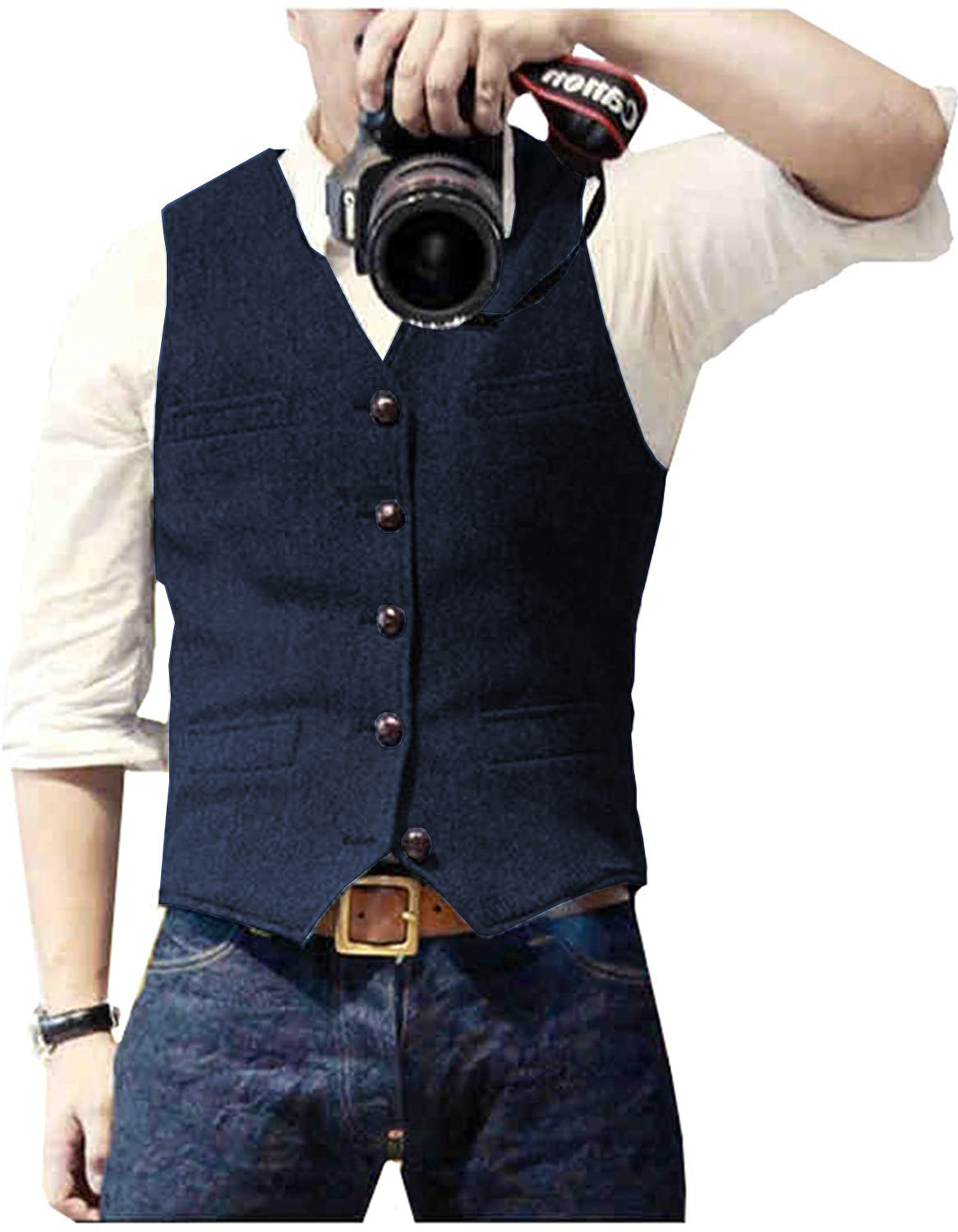 เสื้อกั๊กสูทผู้ชาย คอวี ผ้าขนส - Formal Vest Waistcoat บทวิจารณ์และราคา