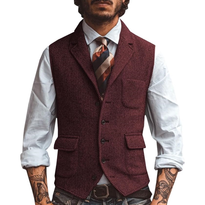 เสื้อกั๊กสูทผู้ชายคอวีแบบใหม่  - Formal Vest Waistcoat บทวิจารณ์และราคา