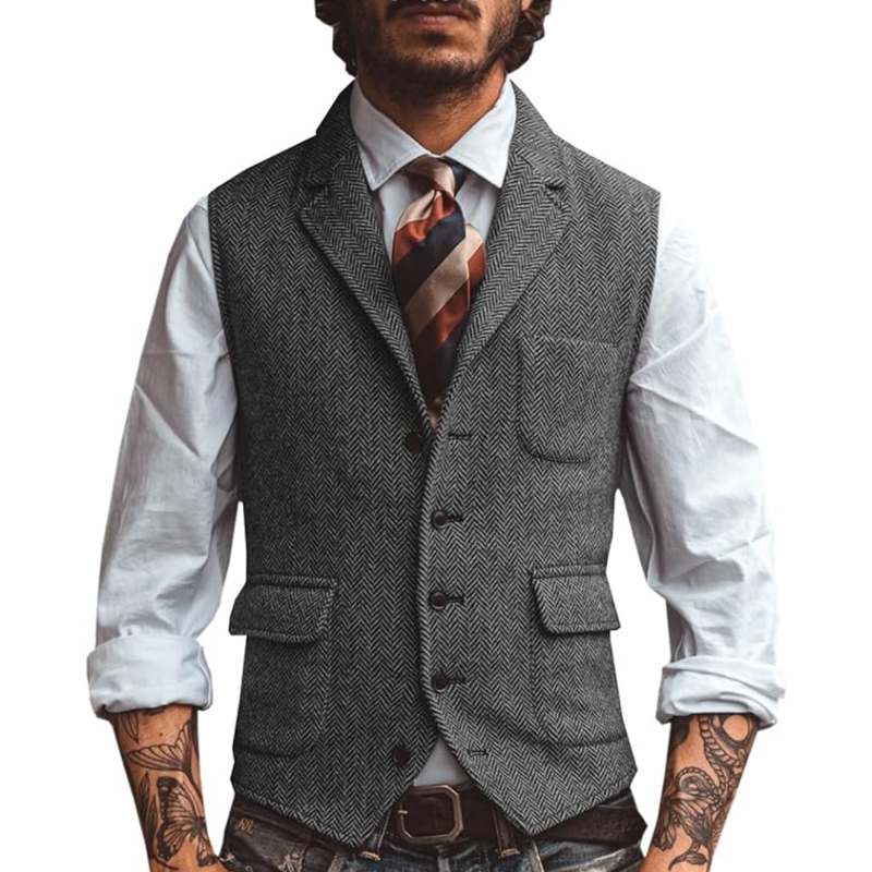 เสื้อกั๊กสูทผู้ชายคอวีแบบใหม่  - Formal Vest Waistcoat บทวิจารณ์และราคา