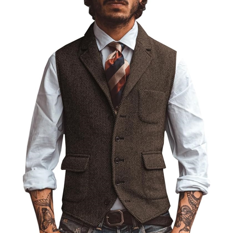 เสื้อกั๊กสูทผู้ชายคอวีแบบใหม่  - Formal Vest Waistcoat บทวิจารณ์และราคา