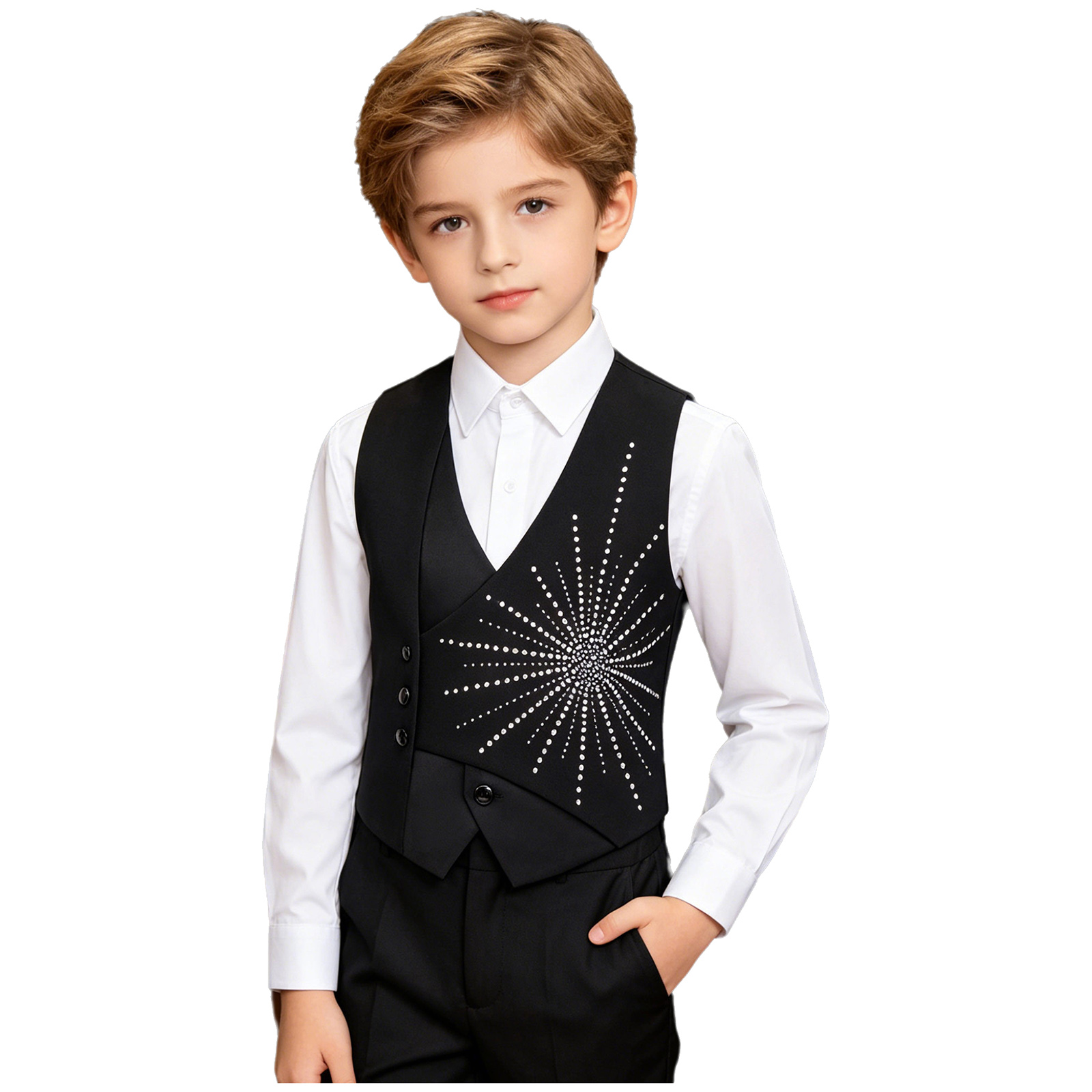 เสื้อกั๊กเด็กผู้ชายทรงอสมมาตร  - Formal Vest Waistcoat บทวิจารณ์และราคา