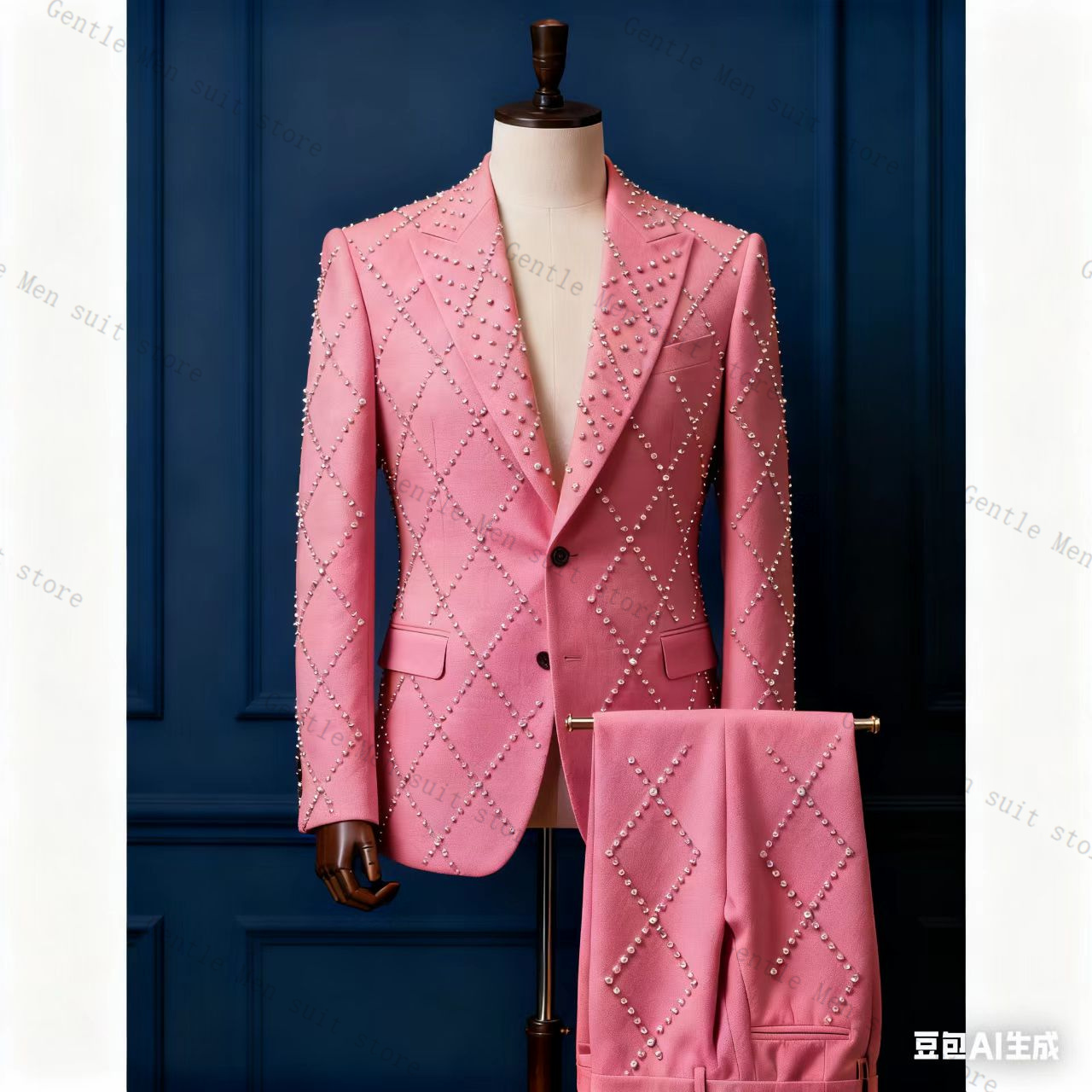 ชุดสูทผู้ชายสีชมพู 2 ชิ้น เสื้ - Men Formal Wear Pink บทวิจารณ์และราคา