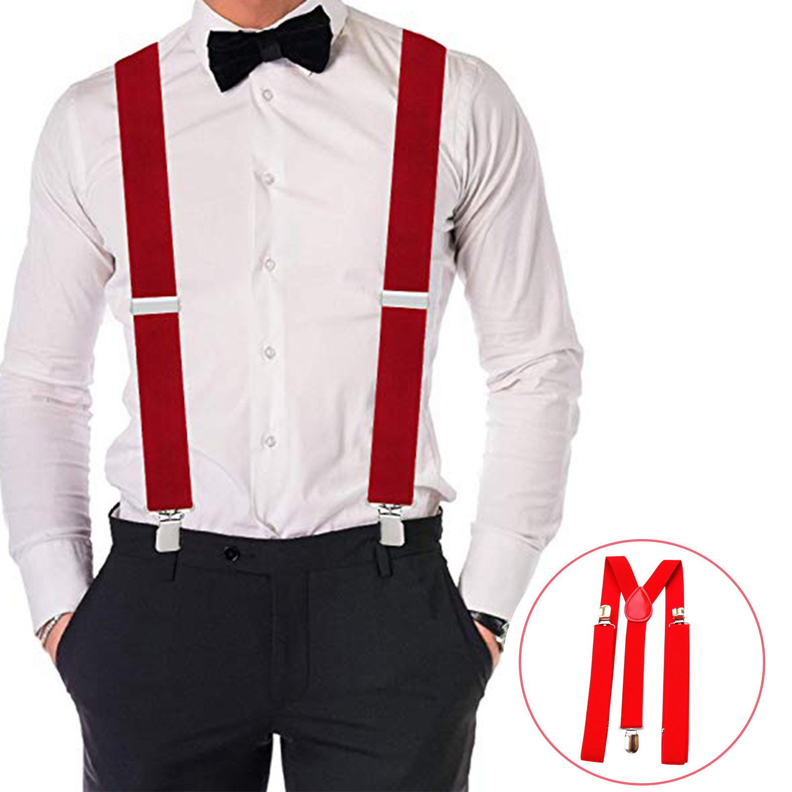 ชุดสายเอี๊ยมปรับระดับได้สีแดงส - Men'S Formal Wear With Suspenders บทวิจารณ์และราคา